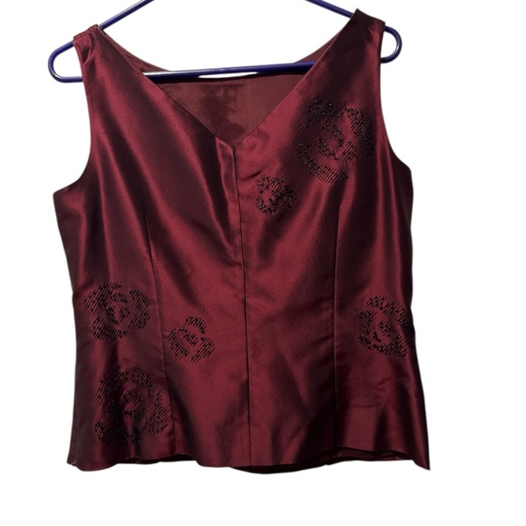 Vintage Ann Taylor Burgundy Silk Jacket & Vest Size 10 - Picture 5 of 10